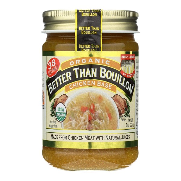 Better Than Bouillon Organic Roasted Chicken Base, Made with Seasoned Roasted Chicken, USDA Organic, Contains 38 Servings Per Jar, 8-Ounce Jar (Pack of 1)