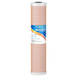 PUREPLUS 5 Micron 20" x 4.5" Whole House Coconut Shell Activated Carbon and KDF Water Filter, Heavy Metal Removal Replacement Water Filter, CTO20BB-KDF, 1 PACK