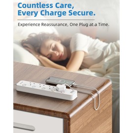 Mscien Extension Lead 1M with USB Slots 4 Way Wall Mounted, 1M Extension Lead Switched with Multiple Protection, Fused Power Strip 4 Sockets White, 13A/3250W