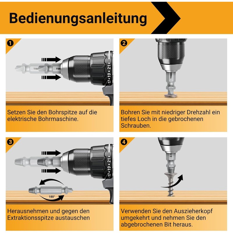 TOOLMAYS Screw Extractor Set, 5 Pieces Left Extractor Set, Max.