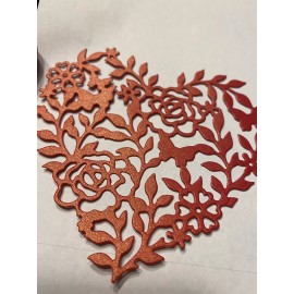 4 pc 4” red Shimmeheart die cut cardstock embellishment for cards and scrapbooki
