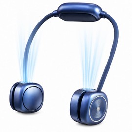 Portable Neck Fan, Quiet 360° Adjustable Fan with 3 Levels, Foldable Ultralight Neck Fan, Wingless, Hands Free Fan for Travel, Camping, Office, Dark Blue | Quiet, 360° adjustable, 3 levels, foldable ultra-light, wingless, hands free