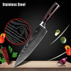 4 Pcs Kitchen Knife Set High Carbon Stainless Steel Damascus Pattern Chef Knife