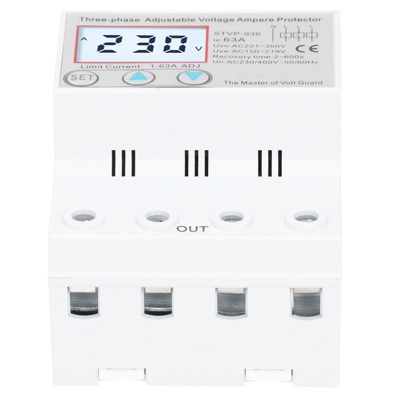 Adjustable Voltage Protector 3Phase LCD Multifunctional SelfResetting STVP936 230v 400V