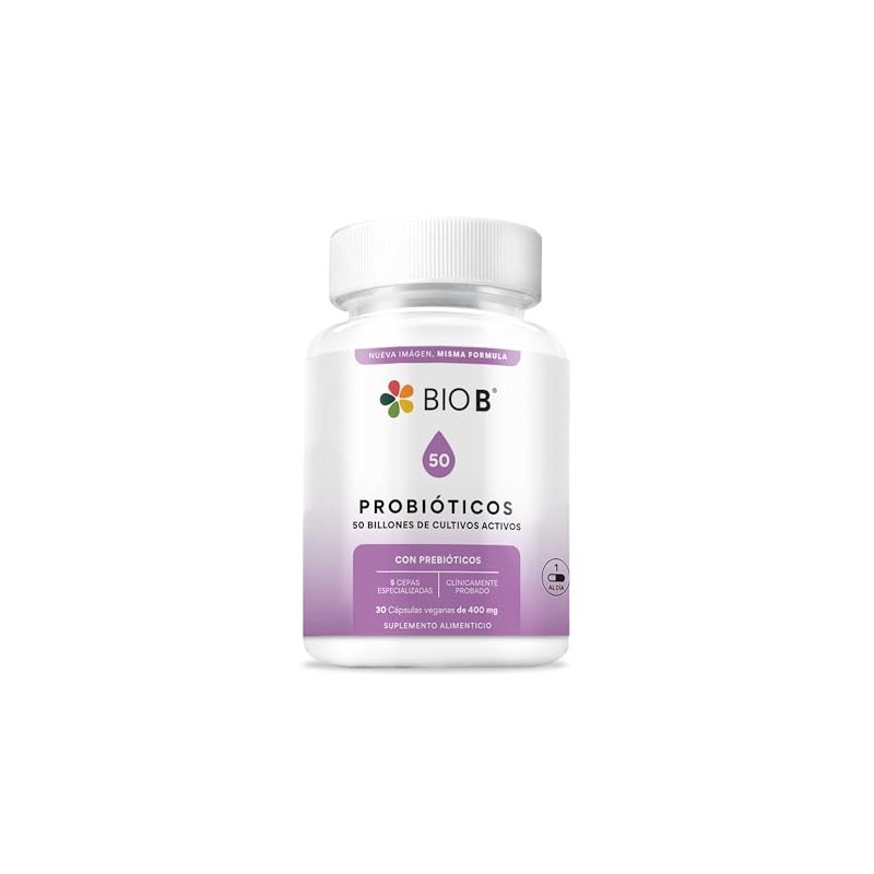 BIO B | Probióticos 50 billones + prebióticos | 30
