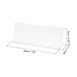 sourcing map Pack of 4 L Type Shelf Dividers PVC Clear Cabinet Shelf Divider Organiser Shingle for Kitchen Cabinet Bookshelf Office Supermarket 20 x 3 x 6 cm