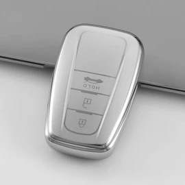Kinotaka Toyota Smart Key Case for Cars, 3 Buttons, Crown 220 Series, RAV4, New Corolla Touring, 210 Series, Corolla Sports, Prius PHV50, New Model for Mirai Key Cover, Silver