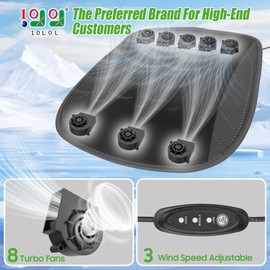 10L0L Universal Cooling Golf Cart Seat Cover Ventilated Seat Cushion with Fan Summer Breathable Cooling Seat Cushion 3 Wind Adjustable Cooled Seat Pad Black/Grey (with DC Converter)