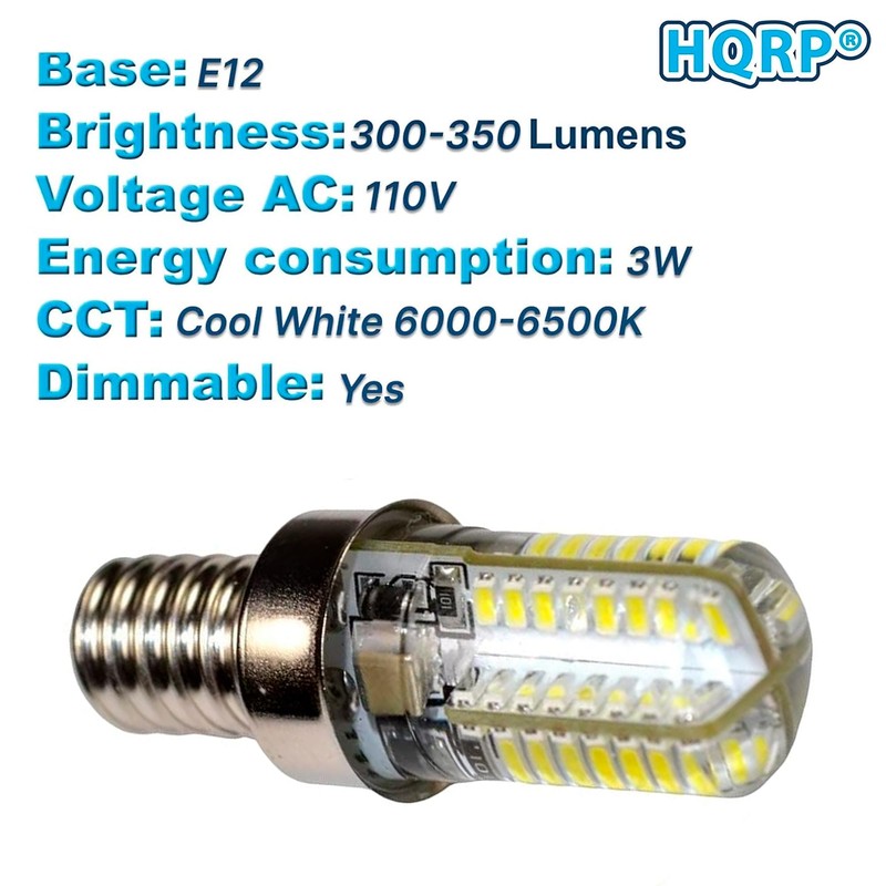 HQRP 2-Pack E12 Base 64 SMD3014 LED Light Bulbs AC