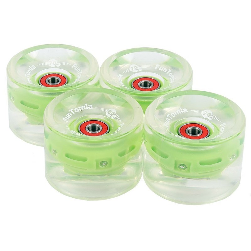 FunTomia Pack of 4 (LED) Longboard/Skateboard Wheels (Big Wheels) in