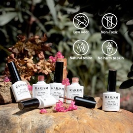 RARJSM Nude Gel Polish Set Pinky Purple Jelly Gel Nail Polish of 6 Transparent Colors Clear Apricot Orange Sheer Brown Coffee Summer Autumn LED UV Gel Soak Off French Manicure Curing Requires 7.5ml