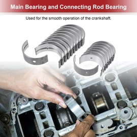 X AUTOHAUX Main Bearing and Connecting Rod Bearing Kit No.1170171020/1304171021 for Toyota Hilux 1982-1985 Engine Crankshaft Rod Bearing Metal Silver Tone 18Pcs