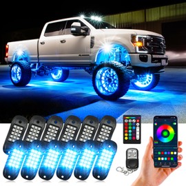 SHINIGHT Led Rock Lights for Trucks,12 Pods Rock Lights for Jeep Brightness Truck underglow kit Exterior with App Control Flashing Music Mode RGB Rock Lights for UTV SUV ATV RZR Truck Accessories