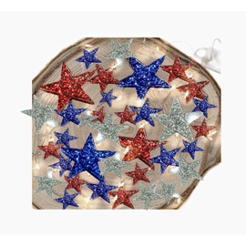 150 Floating Sparkling Patriotic Stars - With Red & Blue Color Effects - Fills 2 Gallons of the Transparent Gels for Floating Effect for Your Vases - Includes Pre-Measured Prep Bags for Best Results!