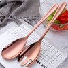SBOMHS Salad Spoon and Salad Fork Rose Gold Stainless Steel