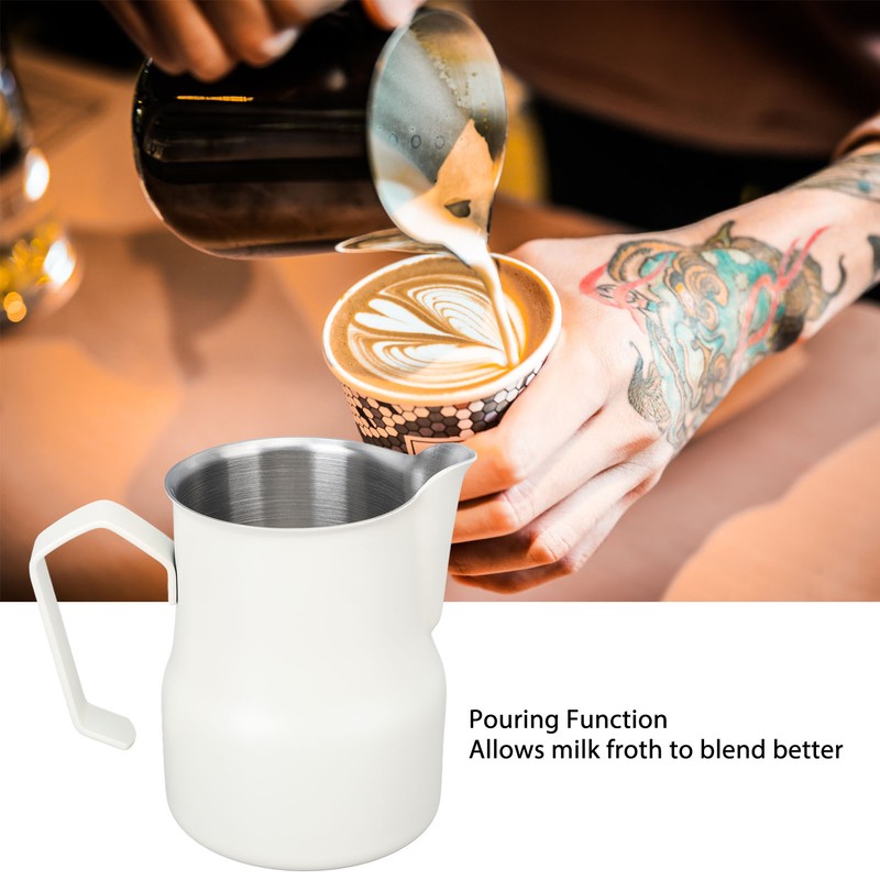 Milk Frother Cup 350ml 304 Stainless Steel Pointed Mouth Foaming