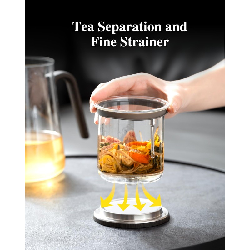 ZENS Magnetic Tea Pot, Large Enchanted Glass Teapot with Infuser