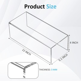 Sezanrpt Acrylic Shelf Riser 12x5.1x4 pack of 2, Clear Acrylic Stand for Funko Pop, Collectibles, Brand Store, Home Storage Organizer, 12x5.1x4 Inch