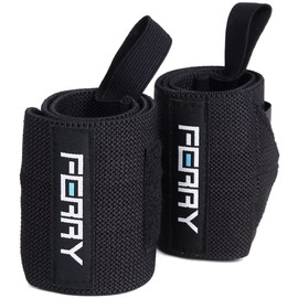 FERRY Wrist Wraps for Weight Training, Wrist Fixing (Set of 2), Black