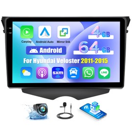 [4G+64G] Android Car Radio for Hyundai Veloster 2011 2012 2013 2014 2015 with Carplay Android Auto 9 Inch Touch Screen Bluetooth FM RDS/WiFi/GPS Navigation/SWC+AHD Backup Camera