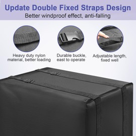 600D U Shaped Window Air Conditioner Cover for Midea U-Shaped AC Covers, Luxiv Black Outdoor Window AC Cover Waterproof Cover for UShaped Winter Window AC Unit with 2 Straps (Black, 20.6x12.4x13.5)