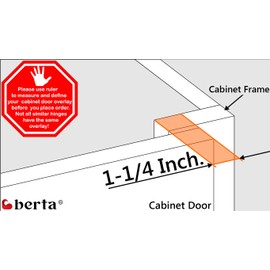 Berta (10 Pieces) 1 1/4 inch Overlay Soft Closing Face Frame Cabinet Hinges, 105 Degree 6-Ways 3-Cam Adjustment Concealed Kitchen Cabinet Door Hinges with Screws (1-1/4 in. Overlay, 10 Pieces)
