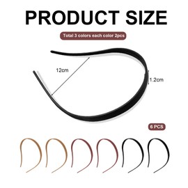 Pack of 6 Comfortable Plastic Headbands with Teeth, No Pressure Headbands, Fashion Skinny Headbands, Non-Slip for Women and Girls with Glasses (Black, Light Brown, Matte Orange)