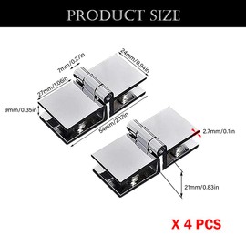 4 Pcs Glass Door Hinge 180 Degree Double Side Shower Glass Hinges Adjustable Glass Cabinet Hinges Zinc Alloy Clamp Hinges for Glass Thickness 5mm - 8mm ﻿
