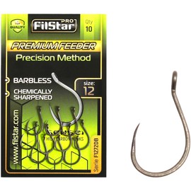 PRO FILSTAR 10 Piece Fishing Hook Set Barbless N12 - Method Feeder - Carp Fishing Hooks - Carp Fishing Accessories - Pop Up Boilies Carp Hooks - Carp Fishing Hooks - Carp Rigs - Fishing Accessories