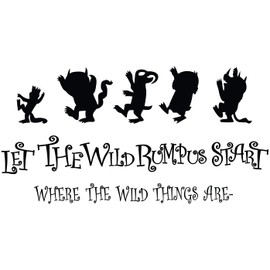 Removable Kids Bedroom Art Where The Wild Things are Characters Design Vinyl Wall Decal Sticker - 22" x 36" Home Living Room Let The Wild Rumpus Start Lettering Art Quotes Adhesive Wall Decor Sticker