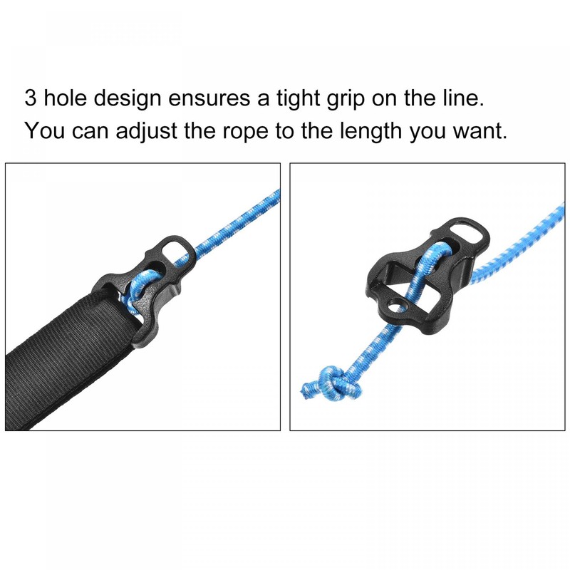 sourcing map Tent Rope Buckles, 4mm 3 Hole Plastic Guyline