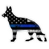 Thin Blue Line Dog Cutout Grunge Flag Sticker 2 Pack