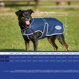 WeatherBeeta ComFiTec Premier Free Parka Deluxe Dog Coat Medium, Dark Blue/Grey/White, 16"