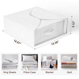 DIMJ Bed Sheet Organizers and Storage 8 Pack, White Foldable Sheet Organizer for Linen Closet, Bedding Folder Storage Box with Window XL (Queen & King Size) for Blanket, Duvet Cover Set
