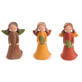 Blossom Bucket Harvest Angels Set of 3 Blossom Bucket Resin NEW Fall Autumn Thanksgiving