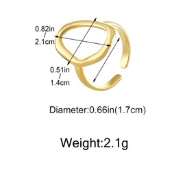 Oval Round Open Geometric Ring for Women Teen Girls Trend Chunky 14k Gold Silver Statement Ring Dainty Promise Minimalist Simple Knuckle Loop Rings (Gold)