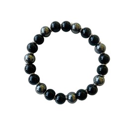Rebuy Sulemani Hakik, Black Obsidian & Hematite Multistone Bracelet For Men & Women | Anxiety Bracelet | Elegant & Comfortable Fit | Beads 8mm, 7.5Inch Strachable Fit