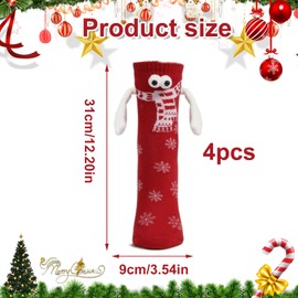 MIYUANGKJ 4 Pairs of Christmas Socks with Magnetic Arms Unisex 3D Dolls Pair of Socks Hand in Hand Holding Socks Magnetic Christmas Socks Hold Hands Sock Christmas Socks Funny Gift for Couples,