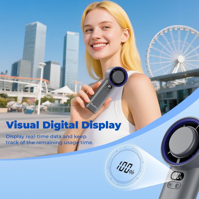 HandFan 5200mAh High Speed Handheld Turbo Fan, 13000 RPM Powerful
