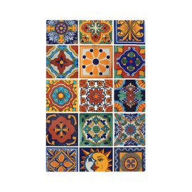 Mexican Talavera Tiles Light Switch Cover Plate Boho No Device Wall Plate Decorative Blank Electrical Faceplate for Home Bedroom Decor Accessories