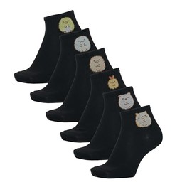 Okamoto 441415 Women's Sumikko Gurashi Socks, 3 Pairs Set, Character, Black A / B (Set of 6), 23.0-25.0 cm