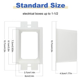 5PCS BE1-2 Electrical Outlet Box Extenders, 1 Gang Electric Box Extender with 10PCS Screws, Power Outlet Accessories (White)