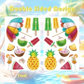 KIKISML Fensterbilder Selbstklebend Sommer Deko, Hawaii Festival Dekorationen Fenster Aufkleber, Sommer Fenstersticker Fensterdeko, Hawaiianische Fensteraufkleber Wiederverwendbare für Kinderzimmer