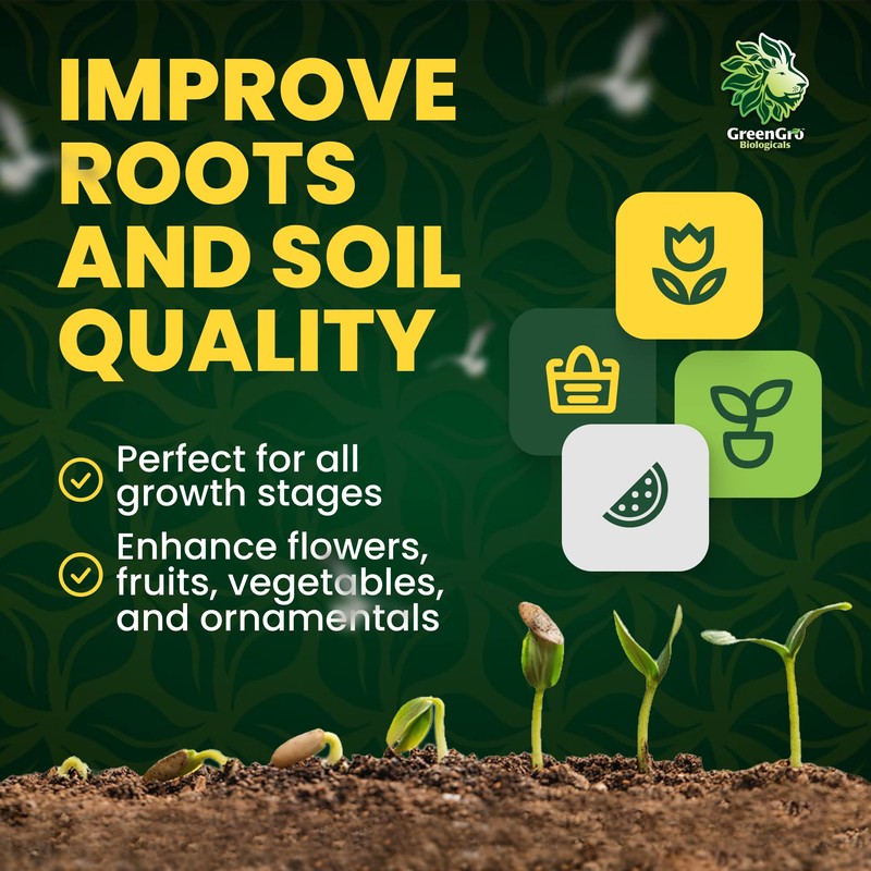 GreenGro Peruvian Seabird Guano, Organic Plant Fertilizer with Nutrients for