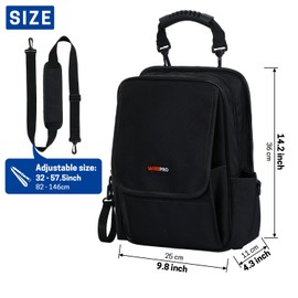 WISEPRO Zippered Electricians Tool Pouch, Waterproof 600D Tool Pouches Organization with Shoulder Straps and Belt Loop, HVAC Tools Belt Bag Utility Pouch