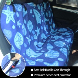 Hirritale Waterproof Back Seat Cover for Dogs and Kids, Car Seat Protector Under Baby Car Seat, Child and Dog Car Seat Cover Blanket for Rear Bench(Conch Shells Starfish, Rear Bench Seat Towel)