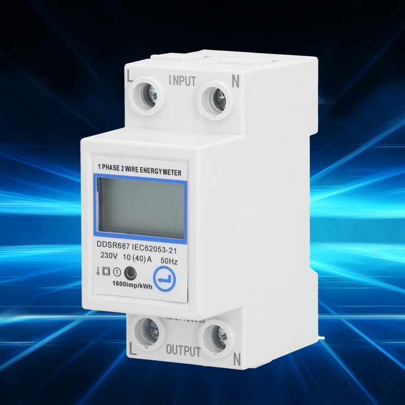 1 Phase 2 Wire Energy Meter Multifunctional LCD Digital Display