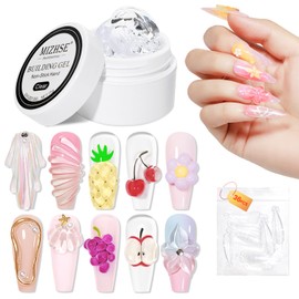 MIZHSE Solid Builder Gel for Nails, Clear Non-Sticky Sculpting Gel, 3D Nail Art Carving Building Modeling Hard Nail Extension Soak Off UV/LED Nail Art Salon Home DIY 15g