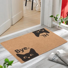 Front Door Mat Indoor Outdoor Entryway Mat, Non-Slip Rubber Backing Doormat, Easy Clean Patio Porch Entrance Rug, 29.5x17, Welcome Mat for Home and Garden, Best Gift (Hi Cat)
