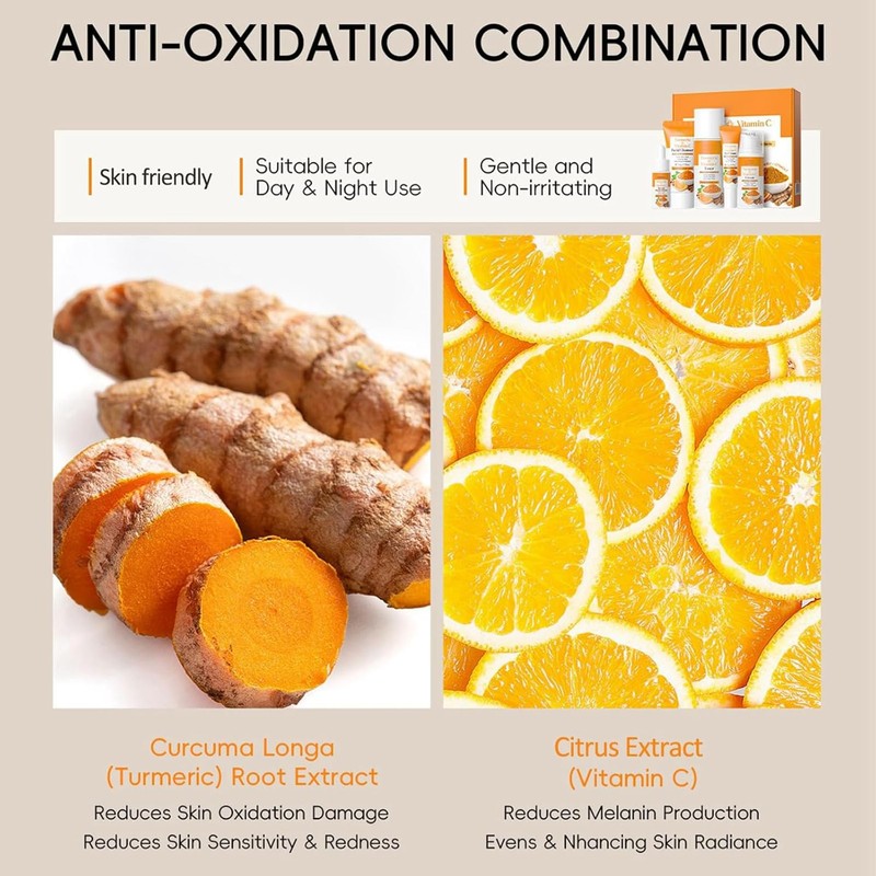 ARCHIDATE Turmeric Vitamin Skin Care Kit Moisturizes Skin